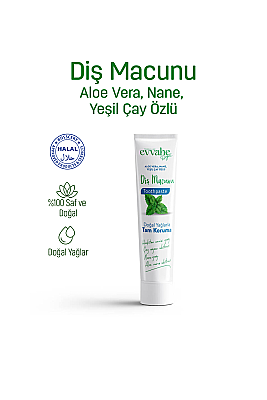 Aloe Vera, Nane, Yeşil Çay Özlü Diş Macunu (90gr) - EVVAHE DOĞAL