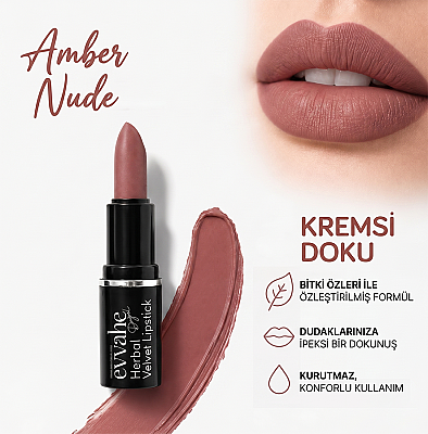 HERBAL VELVET STİCK RUJ - 1- AMBER NUDE 4 g e - 3